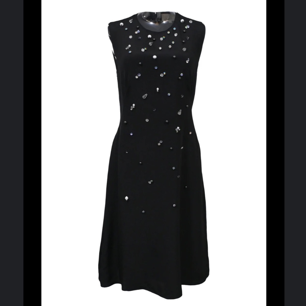 3.1 Phillip Lim Black crystal-embellished silk sleeveless A-line dress 2